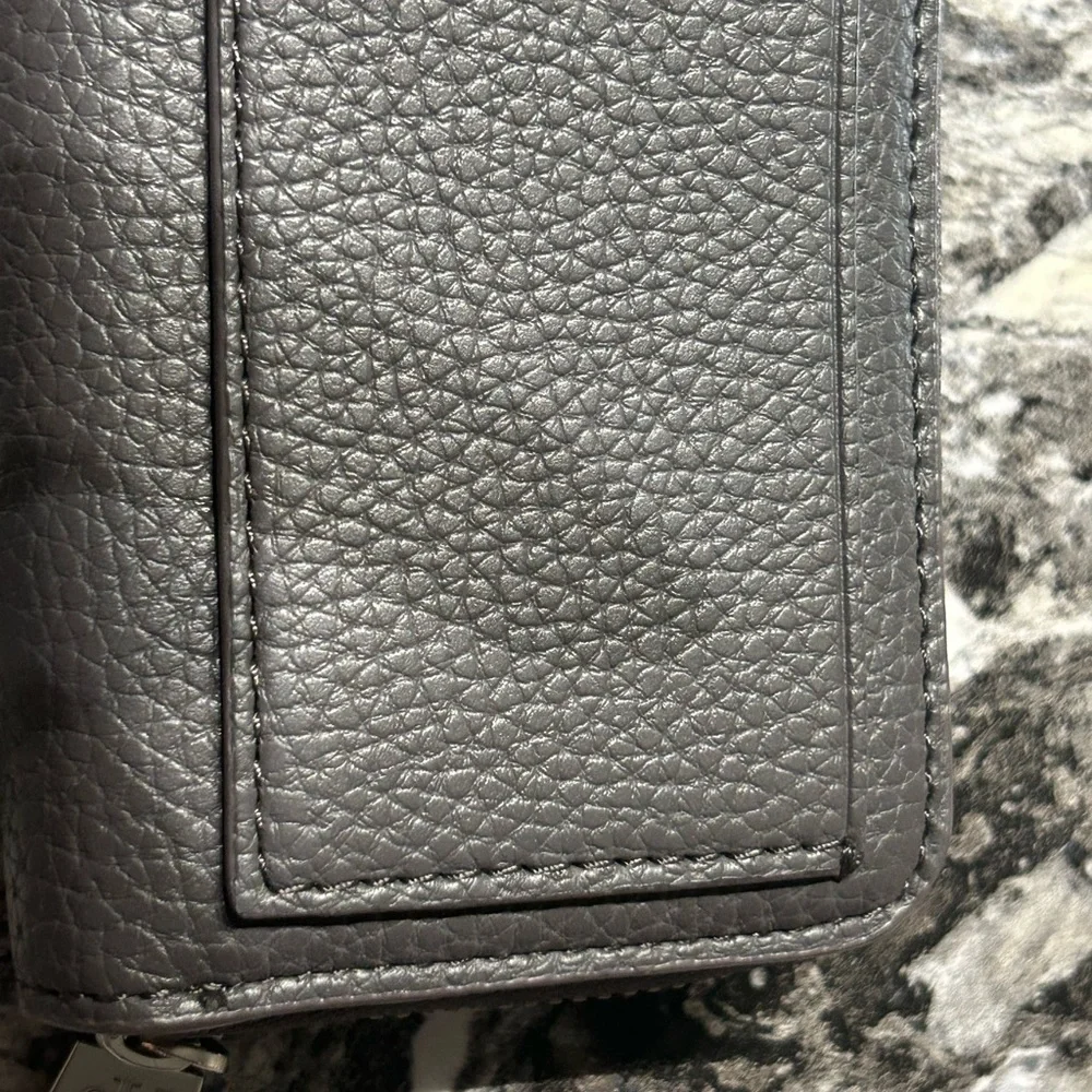 Calvin Klein gray pebbled leather zip wallet